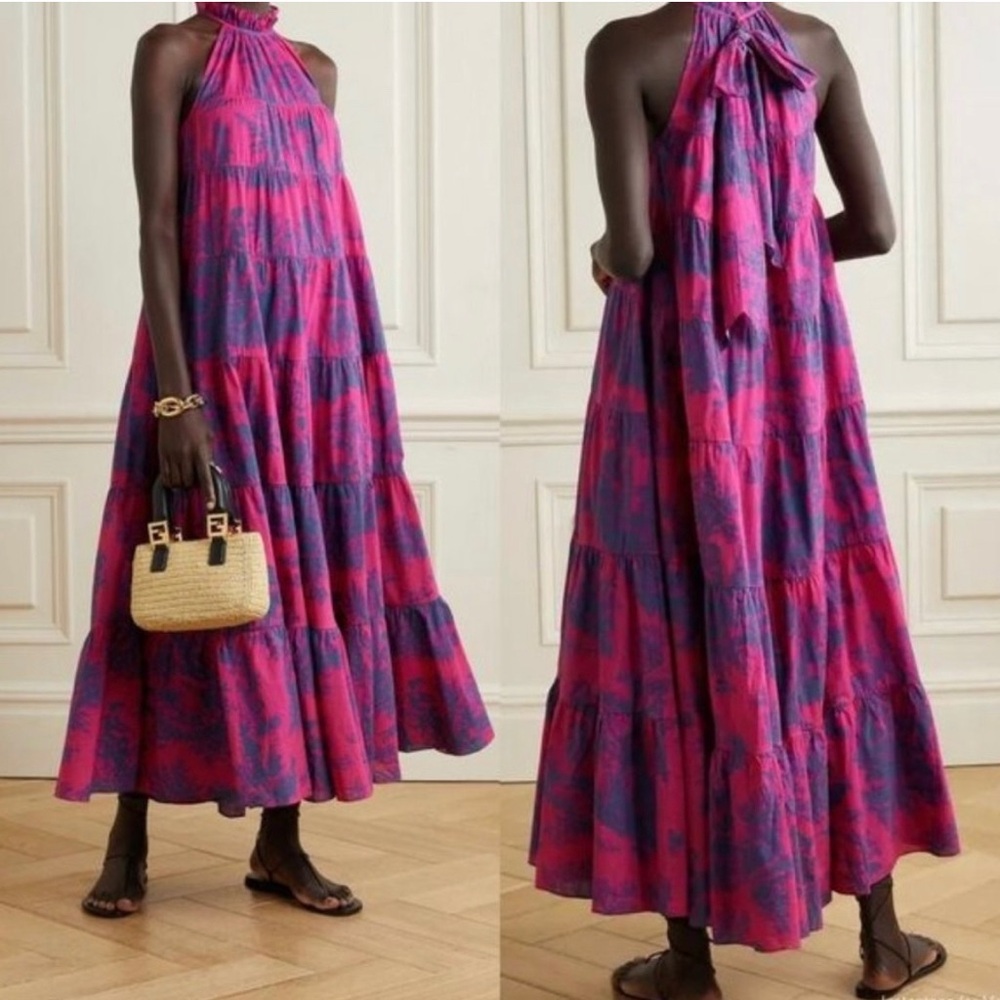 Rhode Julia tiered halter midi dress